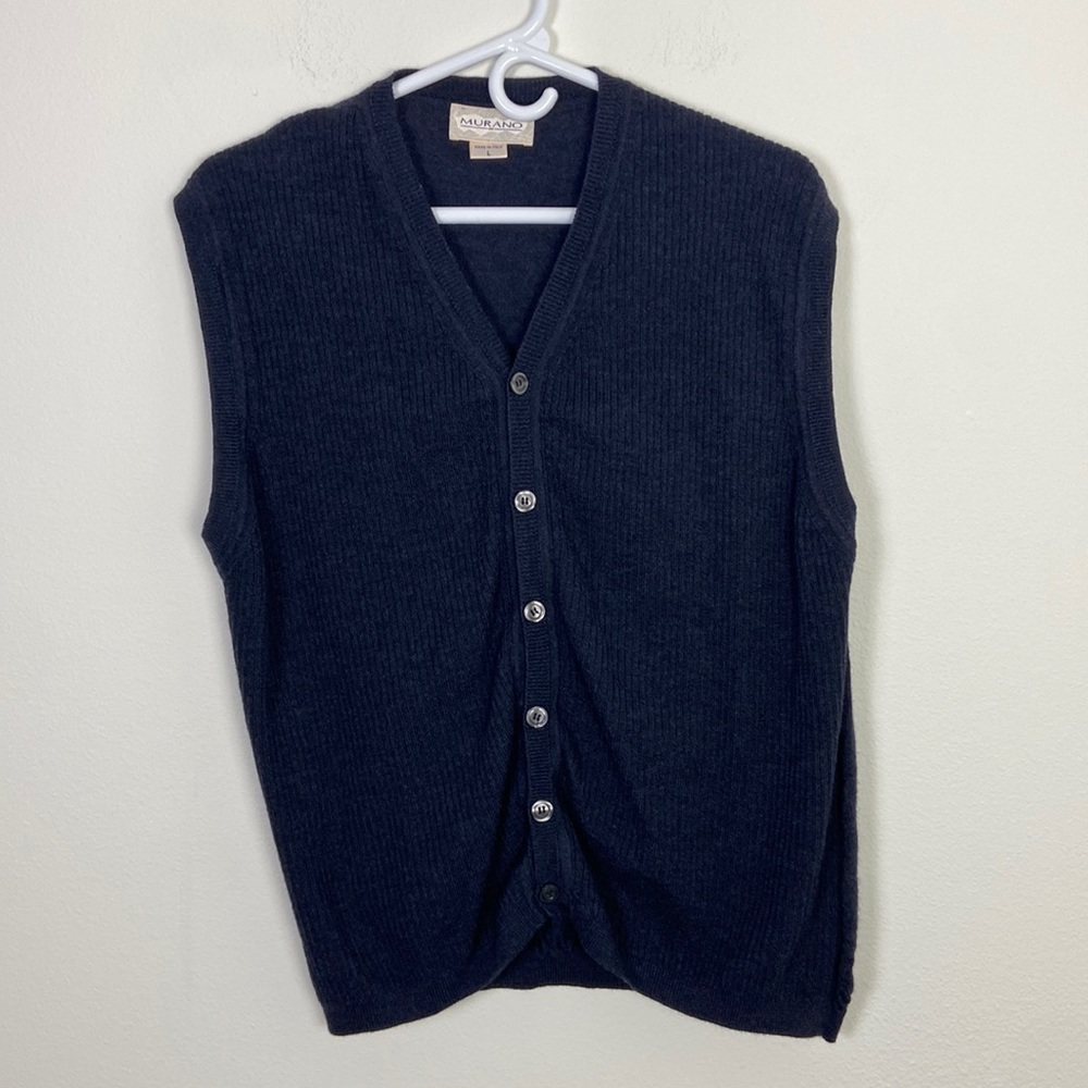 Murano Men's Large Knit Wool Cozy Sweater Vest Dark Academia Preppy 90s Grandpa